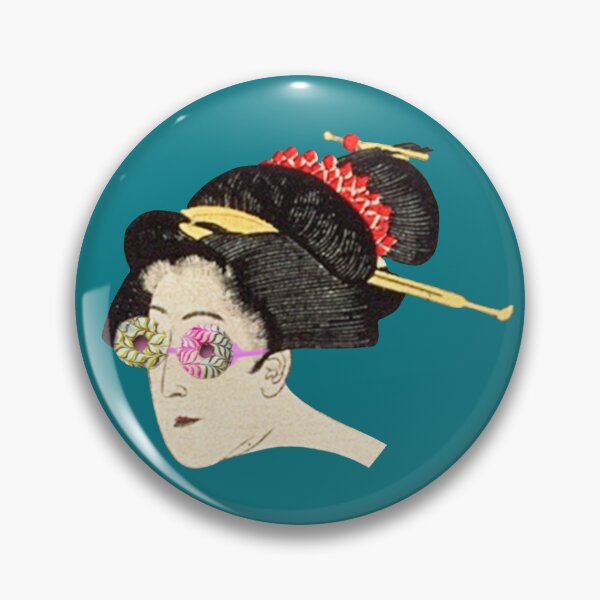 Item preview, Donut Glasses Geisha - Neon Pink & Japanese Vintage Collage Art designed and sold by petchcotch.