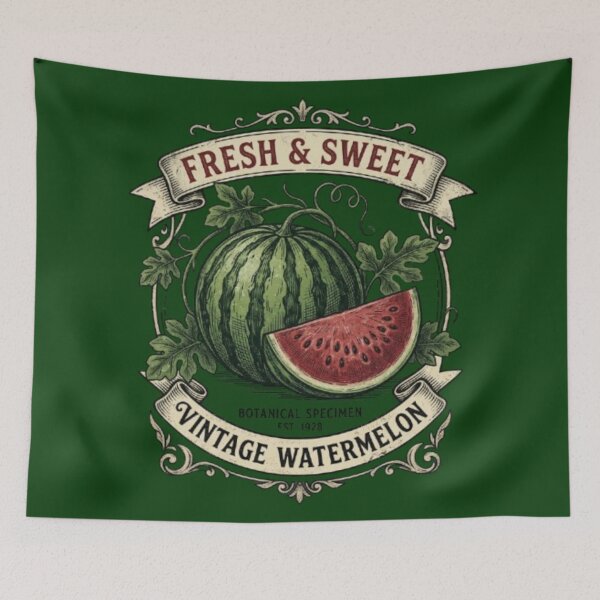 Item preview, Fresh and Sweet Vintage Watermelon Botanical Specimen Label – Antique Fruit Crate Art | Watermelon Lover Gift designed and sold by irfanshikh.