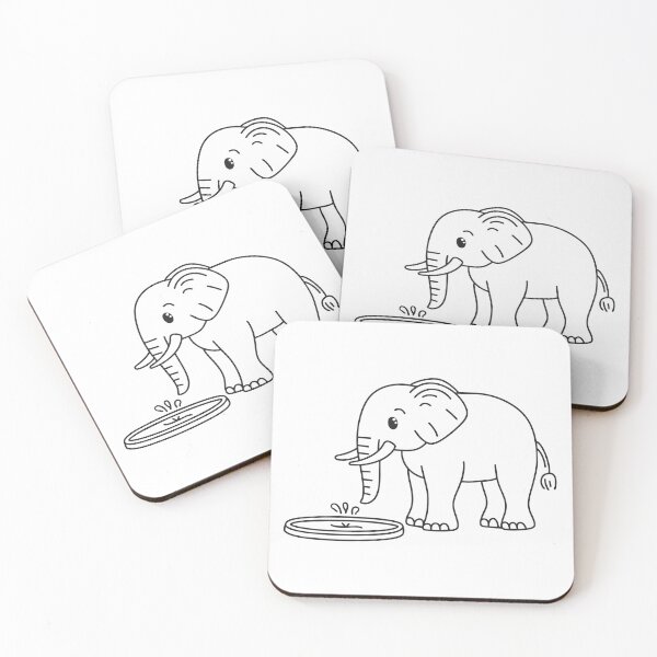 Item preview, Young Elephant with Uneven Tusks by Pool designed and sold by rasagamastore.