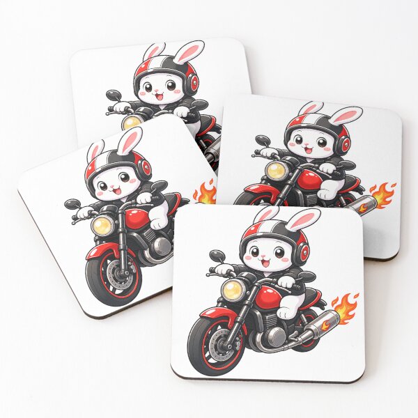 Item preview, Cute Biker Bunny Riding Red Motorcycle Kawaii Biker Art designed and sold by Seculinator.