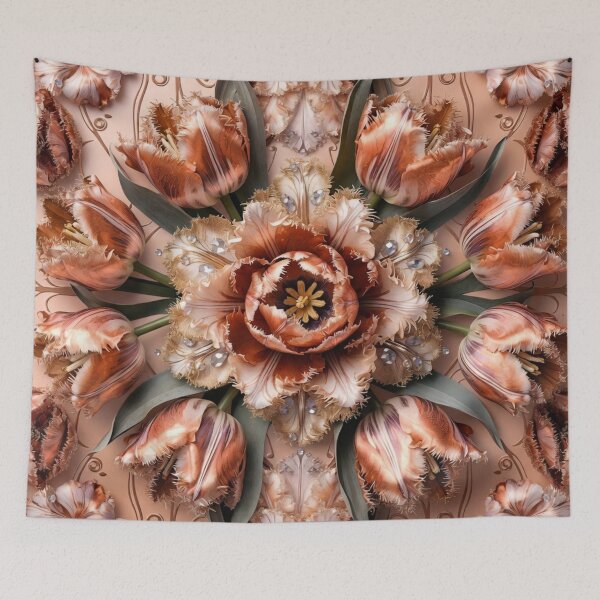Item preview, Warm Terracotta Floral Mandala Luxury Pattern designed and sold by IntelliMindDesigns.