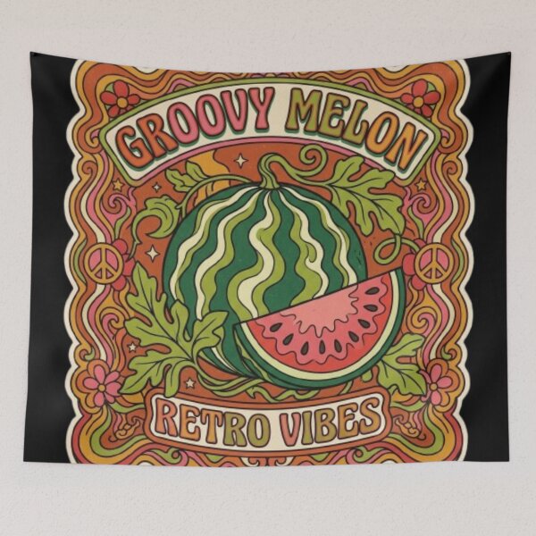 Item preview, Groovy Melon Retro Vibes 70s Psychedelic Watermelon – Bold Vintage Hippie Art | Watermelon Gift designed and sold by irfanshikh.