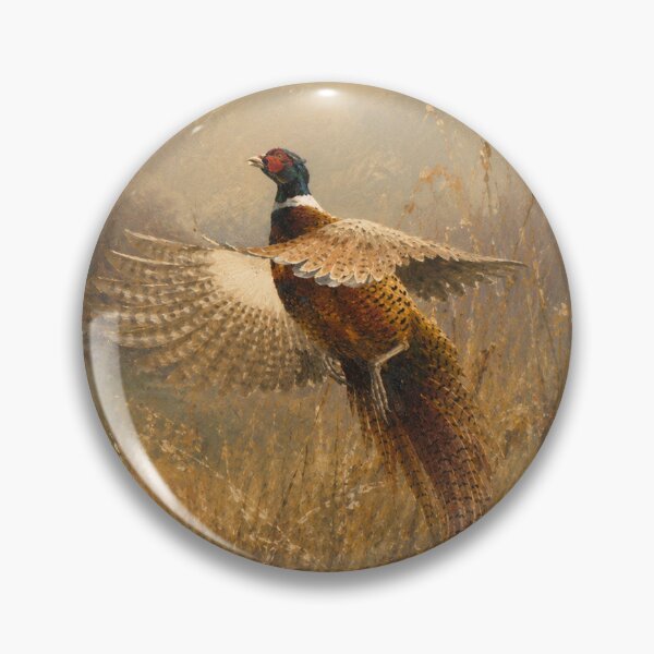 Item preview, Pheasant in Golden Flight – Vintage Wildlife Watercolor Art designed and sold by TammyHunterArt.