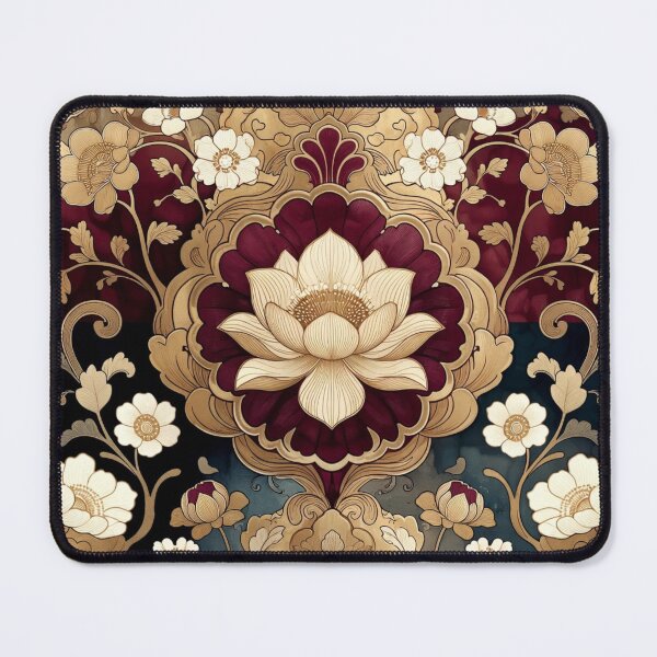 Item preview, Ornate Gold Burgundy Medallion Floral Pattern designed and sold by IntelliMindDesigns.