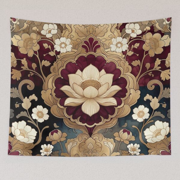 Item preview, Ornate Gold Burgundy Medallion Floral Pattern designed and sold by IntelliMindDesigns.