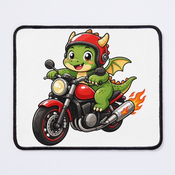 Item preview, Cute Dragon Riding Motorcycle Biker Cartoon designed and sold by Seculinator.