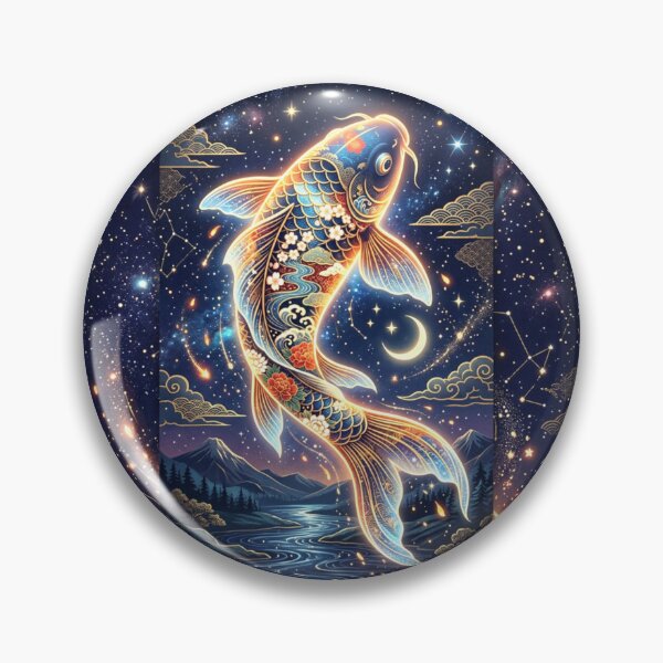 Item preview, Magical Glowing Celestial Koi Fish in Starry Night Sky - Wa-Modern Fantasy designed and sold by Hikariha Studio.