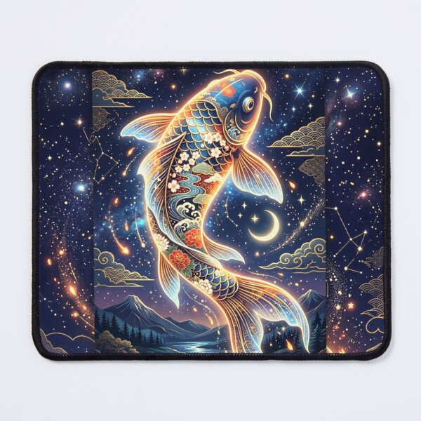 Item preview, Magical Glowing Celestial Koi Fish in Starry Night Sky - Wa-Modern Fantasy designed and sold by Hikariha Studio.