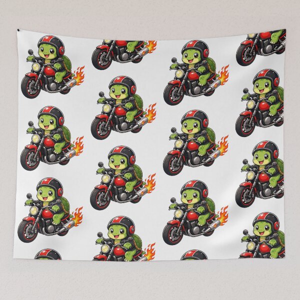 Item preview, Cute Turtle Riding Motorcycle Biker Cartoon designed and sold by Seculinator.