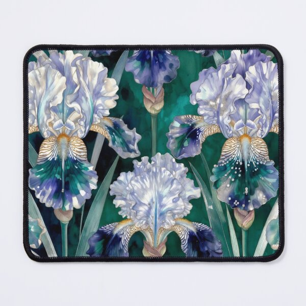 Item preview, Delicate Blue Iris Botanical Seamless Pattern designed and sold by IntelliMindDesigns.