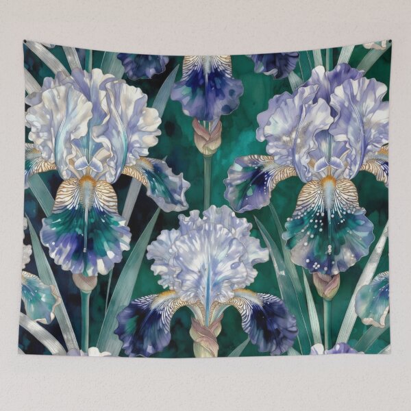 Item preview, Delicate Blue Iris Botanical Seamless Pattern designed and sold by IntelliMindDesigns.