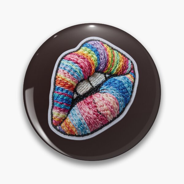 Item preview, Rainbow Lips Embroidery Pop Art designed and sold by MegaNovaArt.