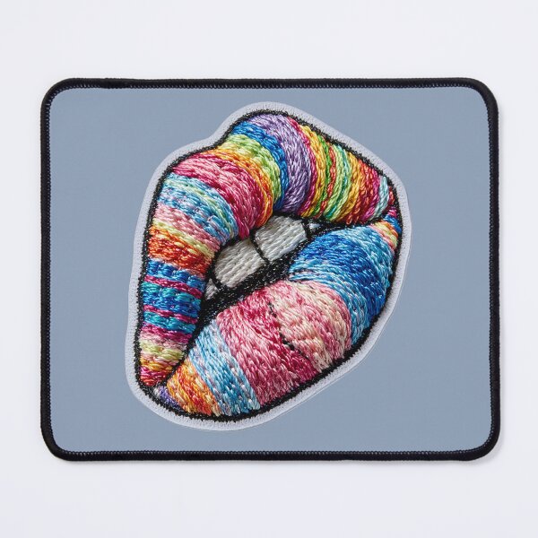 Item preview, Rainbow Lips Embroidery Pop Art designed and sold by MegaNovaArt.