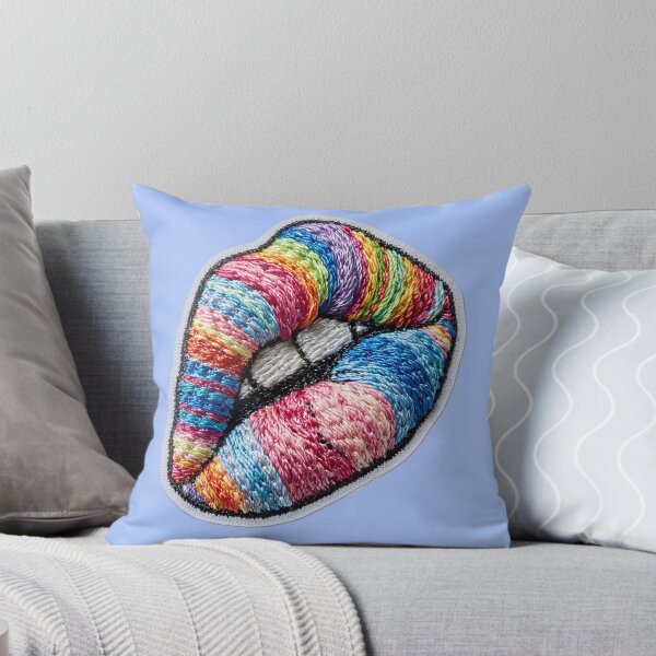 Item preview, Rainbow Lips Embroidery Pop Art designed and sold by MegaNovaArt.