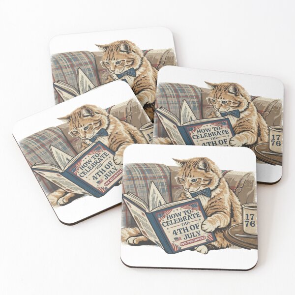 Item preview, Vintage Cat Reading Book 4th of July designed and sold by Majnon8bp.