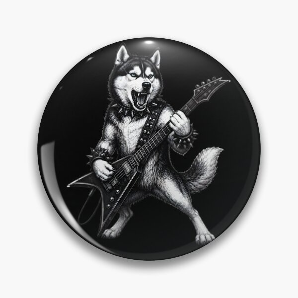 Item preview, Rock Husky Guitarist — Fierce Metal Dog on Drums designed and sold by Natsey.