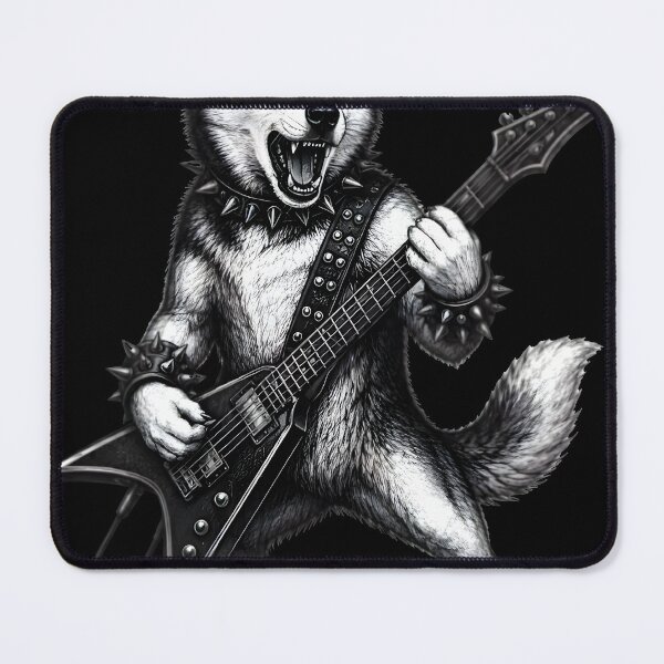 Item preview, Rock Husky Guitarist — Fierce Metal Dog on Drums designed and sold by Natsey.
