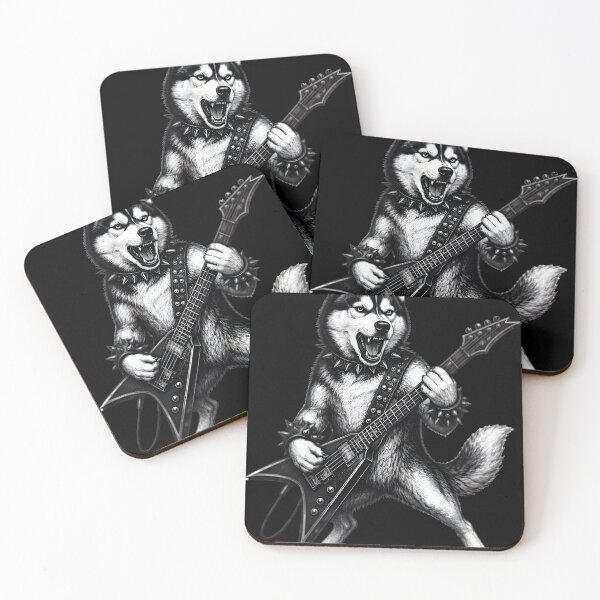 Item preview, Rock Husky Guitarist — Fierce Metal Dog on Drums designed and sold by Natsey.