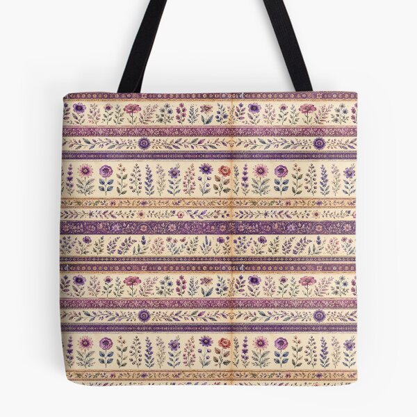 Artikelvorschau, vintage purple flowers and stripes entworfen und verkauft von crealook01.