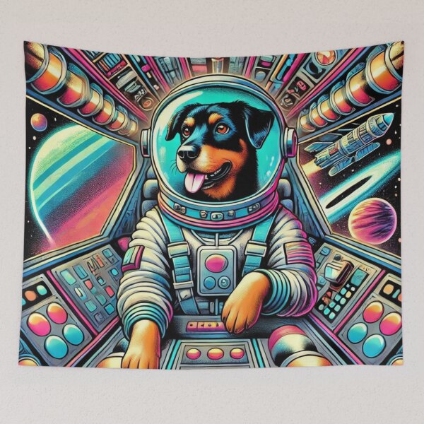 Item preview, Cute Astronaut Dog in Colorful Space Cockpit designed and sold by From Cyryl with Love.