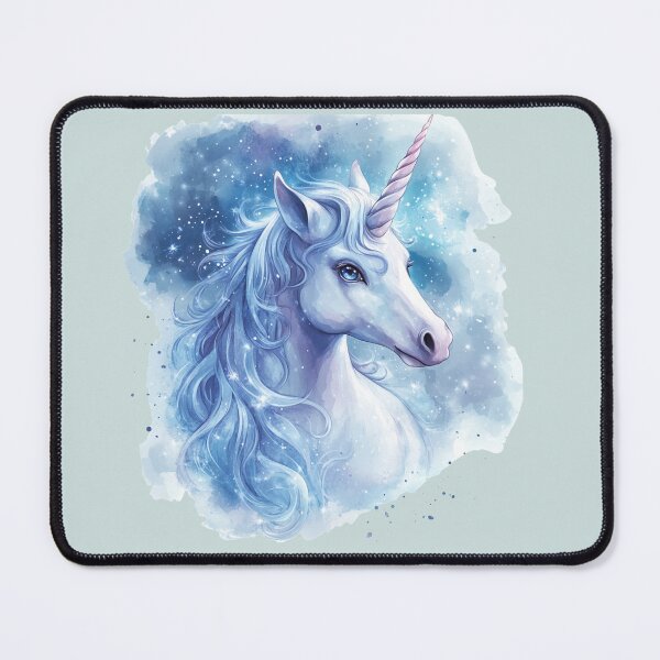 Item preview, Celestial Blue Unicorn Watercolor Fantasy designed and sold by MegaNovaArt.