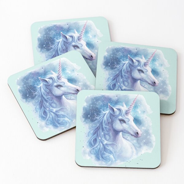 Item preview, Celestial Blue Unicorn Watercolor Fantasy designed and sold by MegaNovaArt.