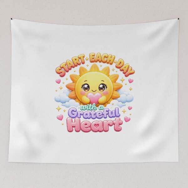 Item preview, Start Each Day With A Grateful Heart | Kawaii Sunshine Positivity Art designed and sold by Dulxoz.