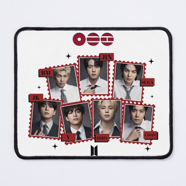 Item preview, BTS Members Vintage Red Stamp Collage designed and sold by moamaxshop.
