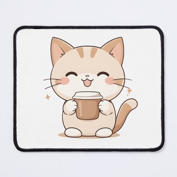 Item preview, Caffeine and Vibes Cat — Funny Kawaii Coffee Sticker designed and sold by tommysworks.