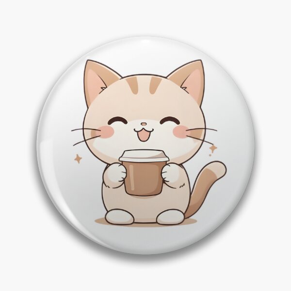 Item preview, Caffeine and Vibes Cat — Funny Kawaii Coffee Sticker designed and sold by tommysworks.