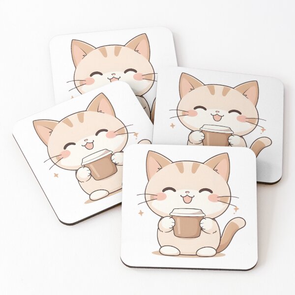 Item preview, Caffeine and Vibes Cat — Funny Kawaii Coffee Sticker designed and sold by tommysworks.