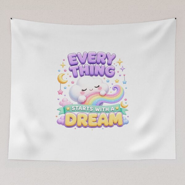 Item preview, Everything Starts With A Dream | Kawaii Pastel Rainbow Cloud Art designed and sold by Dulxoz.