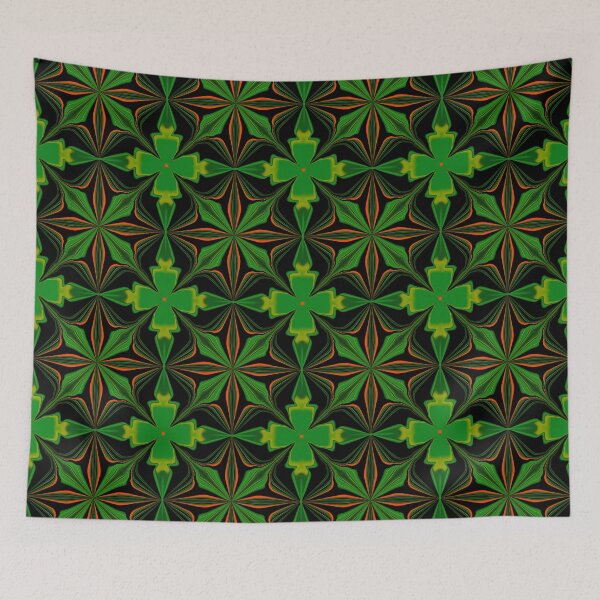 Item preview, Vibrant Green and Gold Geometric Mandala Pattern designed and sold by SahmatArt.