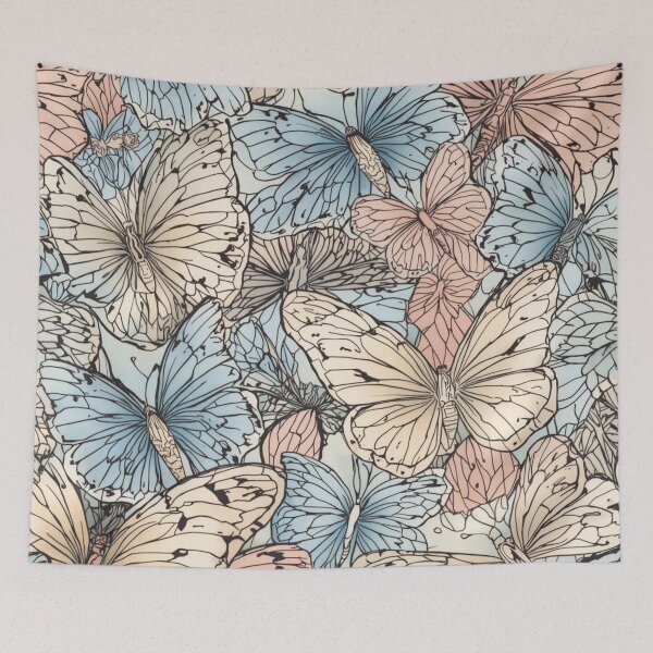 Aperçu de l'œuvre Soft Butterfly Pattern – Gentle Pastel Seamless Design for Kids & Decor créée et vendue par Art70shop.