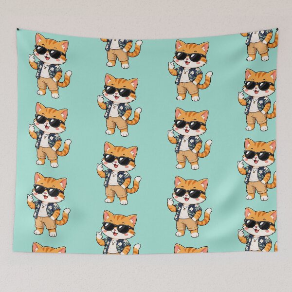 Item preview, Cool Ginger Cat Finger Heart Hawaiian Shirt designed and sold by Seculinator.
