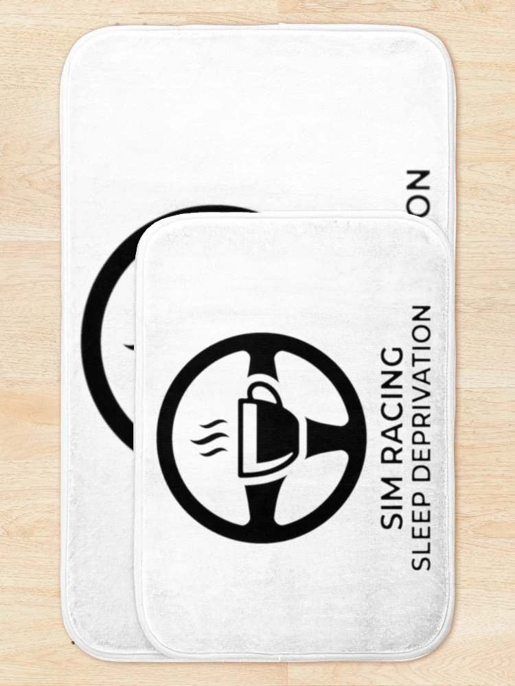 Thumbnail 5 of 6, Bath Mat, Sleep Deprivation Simulator - Sim Racing Humor designed and sold by GarageGraphics.
