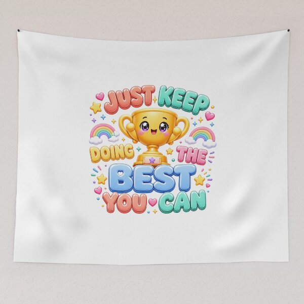 Item preview, Just Keep Doing The Best You Can | Kawaii Trophy Rainbow Motivation designed and sold by Dulxoz.
