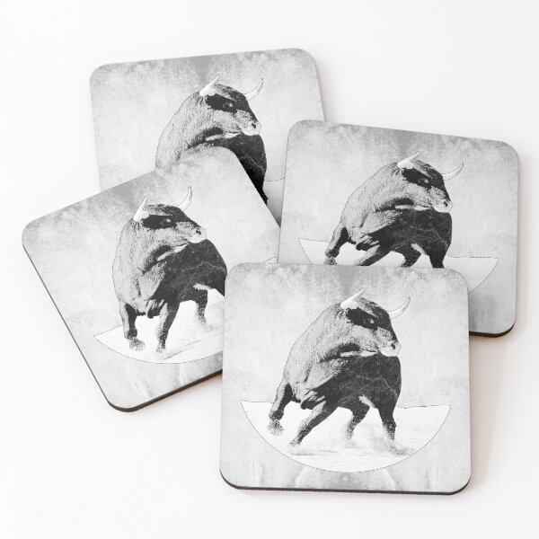 Item preview, Black Bull Charging Dark Arena Bovine Power Wildlife Art designed and sold by Ghoul Enterprises.