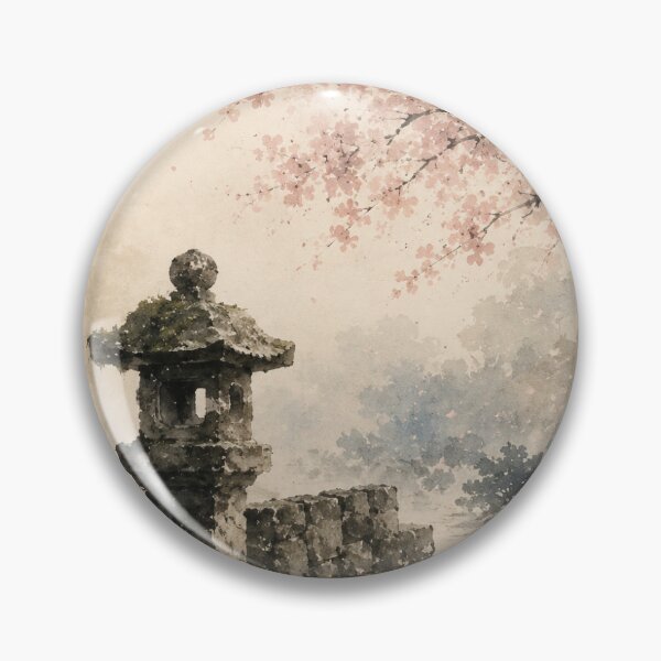 Item preview, Stone Lantern Cherry Blossom Wall Art designed and sold by SereniBloom.