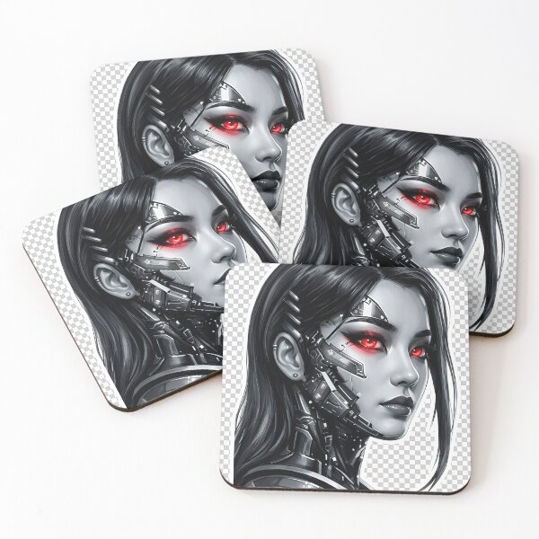 Item preview, Crimson Logic - Monochrome Cybernetic Portrait designed and sold by Neo Tokio.