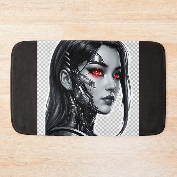 Item preview, Crimson Logic - Monochrome Cybernetic Portrait designed and sold by Neo Tokio.