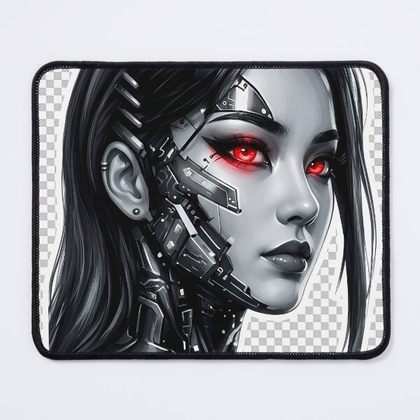 Item preview, Crimson Logic - Monochrome Cybernetic Portrait designed and sold by Neo Tokio.
