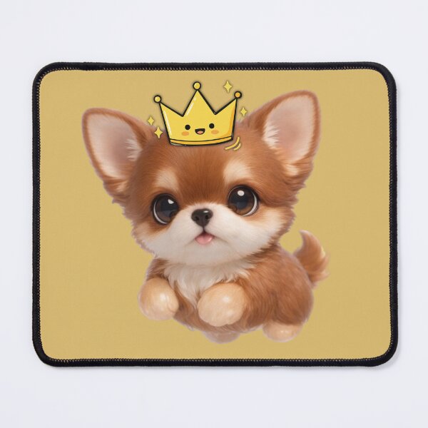 Item preview, Cute Chibi Puppy with Golden Crown Kawaii Dog Art designed and sold by Soluna Studio.