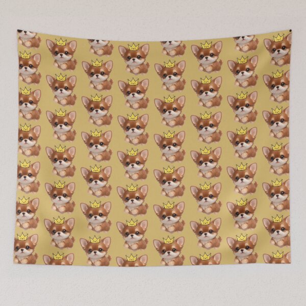 Item preview, Cute Chibi Puppy with Golden Crown Kawaii Dog Art designed and sold by Soluna Studio.