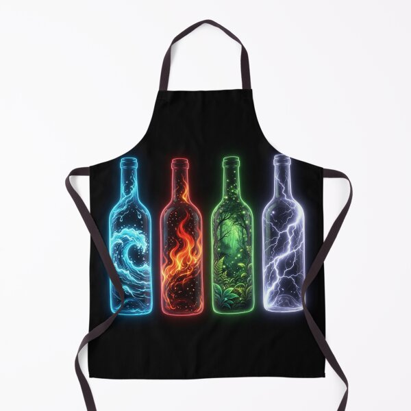 Item preview, Four Glowing Element Bottles Water Fire Forest Lightning designed and sold by Pioneer Spirit Market.