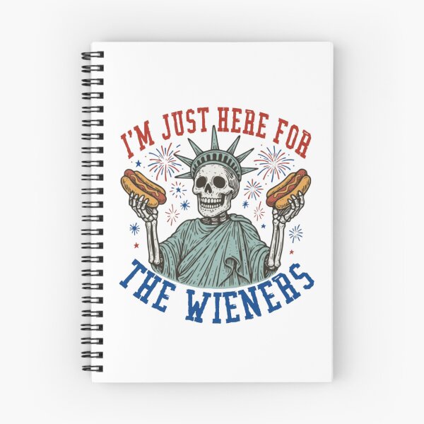 Item preview, I'm Just Here For The Wieners Funny Patriotic Skeleton with Hot Dog 4th of July Humor designed and sold by Thread&Fable.