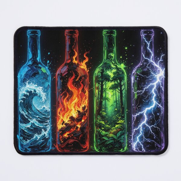 Item preview, Four Painterly Element Bottles Water Fire Forest Lightning designed and sold by Pioneer Spirit Market.
