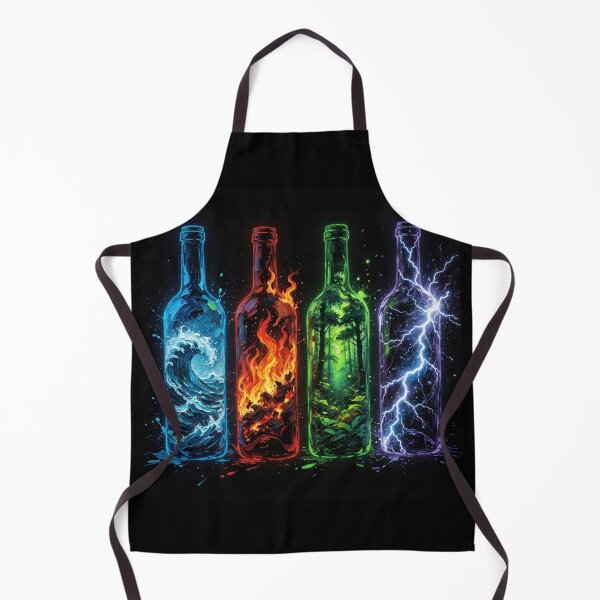 Item preview, Four Painterly Element Bottles Water Fire Forest Lightning designed and sold by Pioneer Spirit Market.