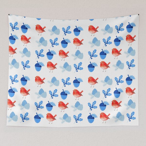 Item preview, Navidad roja, blanca y azul con petirrojo designed and sold by BritishDelights.