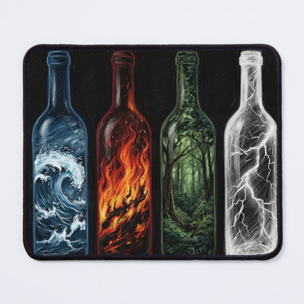 Item preview, Four Chalk Style Element Bottles Water Fire Forest Lightning designed and sold by Pioneer Spirit Market.